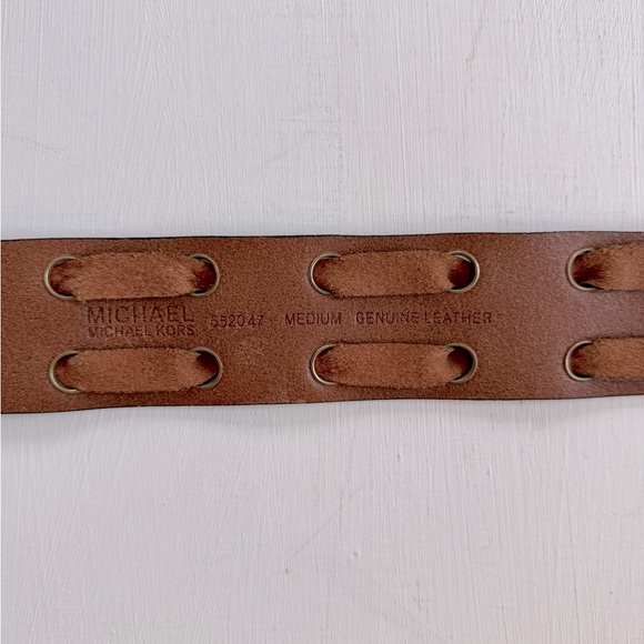 MICHAEL KORS Genuine Leather Wide 2” Brown Belt Gold Tone Buckle Women MEDIUM - Picture 5 of 5